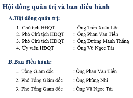 Hội Đồng Quản Trị và Ban Điều Hành